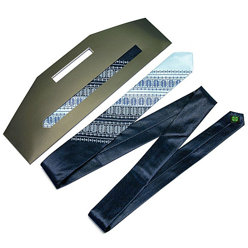 Галстук узкий с вышивкой Синий Голубой LN-0079