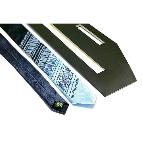 Галстук узкий с вышивкой Синий Голубой LN-0079