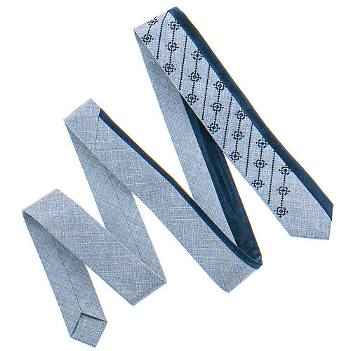 Серый узкий вышитый галстук №817 LN-2115