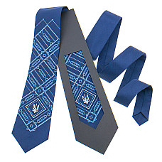Галстук с вышивкой синий с трезубцем № 822 LN-2120