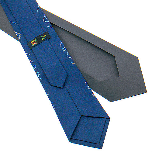 Краватка з вишивкою синя з тризубом № 822 LN-2120