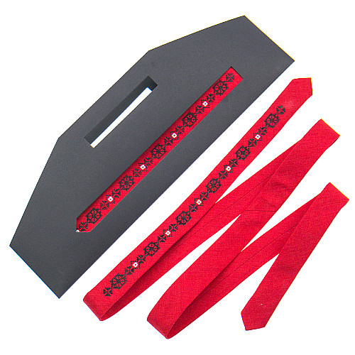 Тонкий галстук с вышивкой красный №827 LN-2125