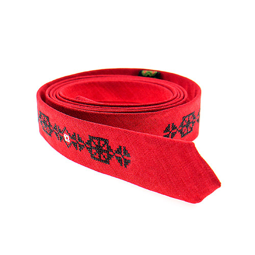 Тонкий галстук с вышивкой красный №827 LN-2125