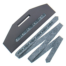 Тонка краватка з вишивкою сіра №828 LN-2126