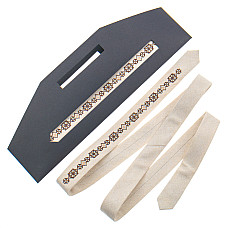 Тонка краватка з вишивкою бежева №829 LN-2127