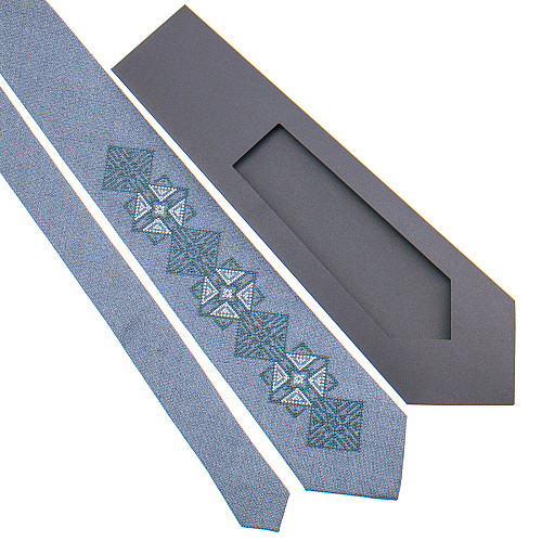 Серый галстук с вышивкой №848 LN-2135