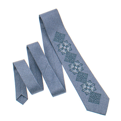 Серый галстук с вышивкой №848 LN-2135