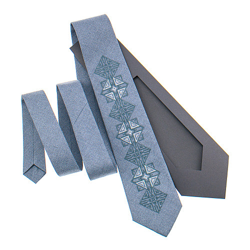 Серый галстук с вышивкой №848 LN-2135