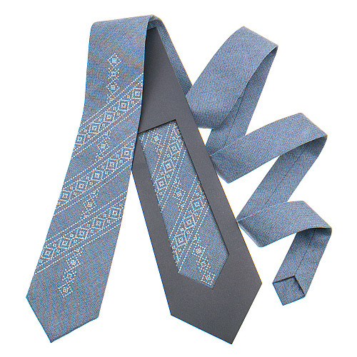 Серый галстук с вышивкой №849 LN-2136