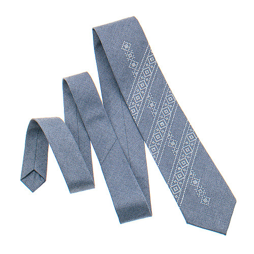 Серый галстук с вышивкой №849 LN-2136