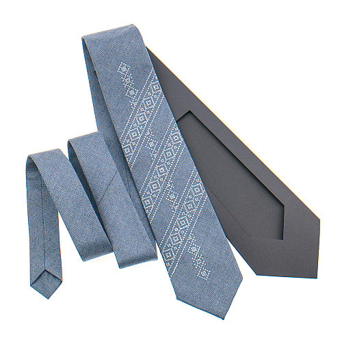 Серый галстук с вышивкой №849 LN-2136