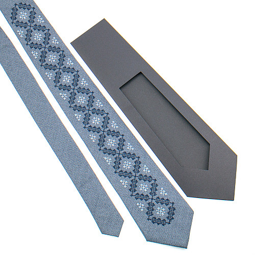 Серый галстук с вышивкой №850 LN-2137