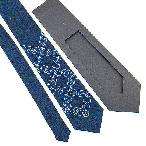 Темно-синий галстук с вышивкой №845 LN-2138