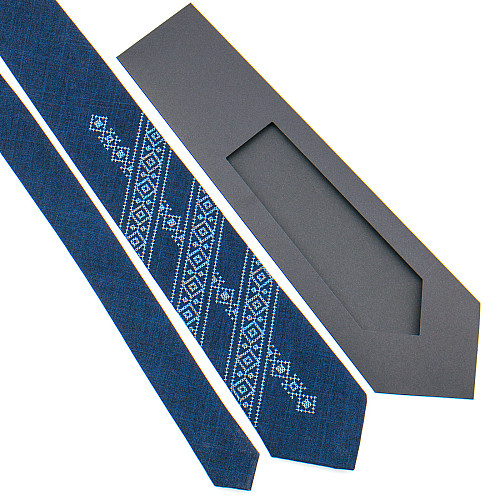 Темно-синий галстук с вышивкой №846 LN-2139