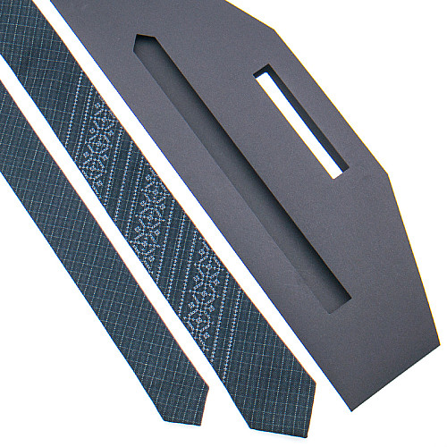 Сіра вузька вишита краватка №837 LN-2142