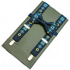 Вышитые подтяжки с бабочкой Синие NR-3712