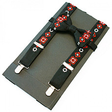 Вышитые подтяжки с бабочкой Черные NR-3713