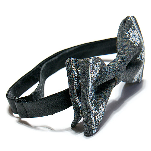 Вышитые подтяжки в наборе с бабочкой серые №753 NR-3719