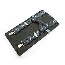 Серый набор вышитые подтяжки в наборе с бабочкой NR-3722