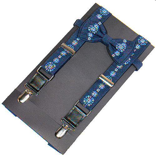 Подростковые синие вышитые подтяжки с бабочкой №782 NR-3725