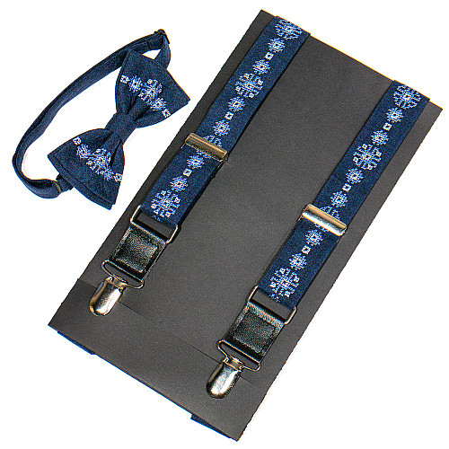 Подростковые синие вышитые подтяжки с бабочкой №782 NR-3725