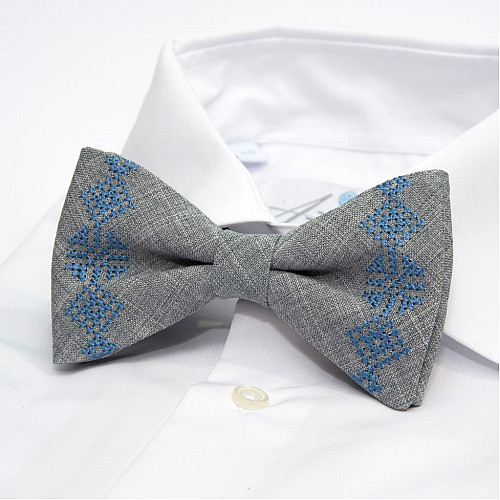 Вышитые подтяжки с бабочкой серые №843 NR-3728