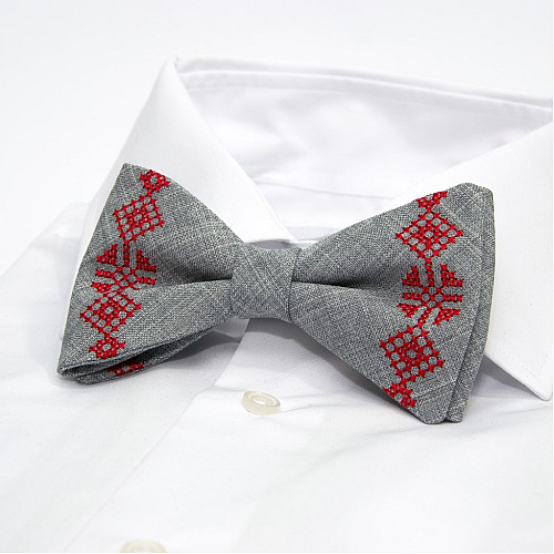 Вышитые подтяжки с бабочкой серые №844 NR-3729