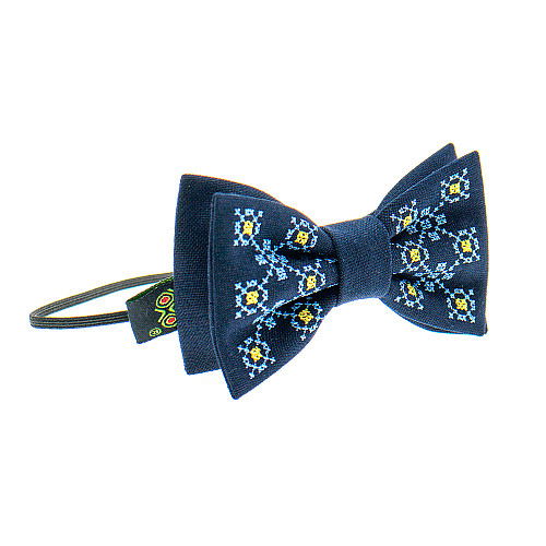 Детские вышитые подтяжки № 869 темно-синие с бабочкой NR-3731