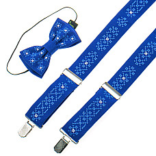 Детский набор вышитые подтяжки с бабочкой синие-електрик №867 NR-3733