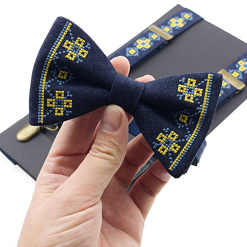 Желто-синий набор подтяжки и бабочка №955 NR-3734