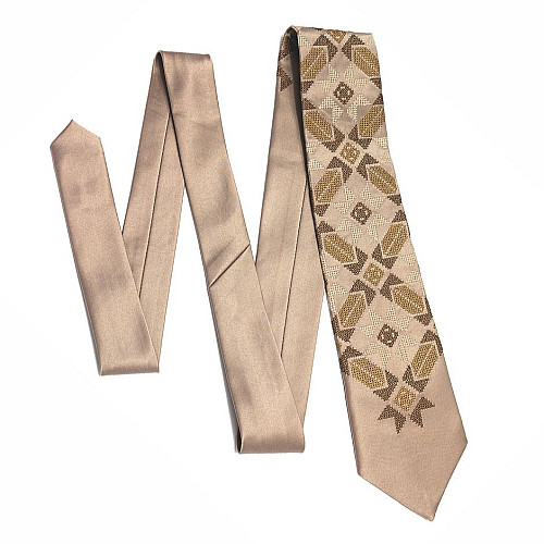 Галстук бежевого цвета с вышивкой Щастибог LNK-5003