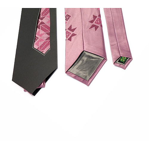 Розовый галстук с вышивкой Яросвит LNK-5004
