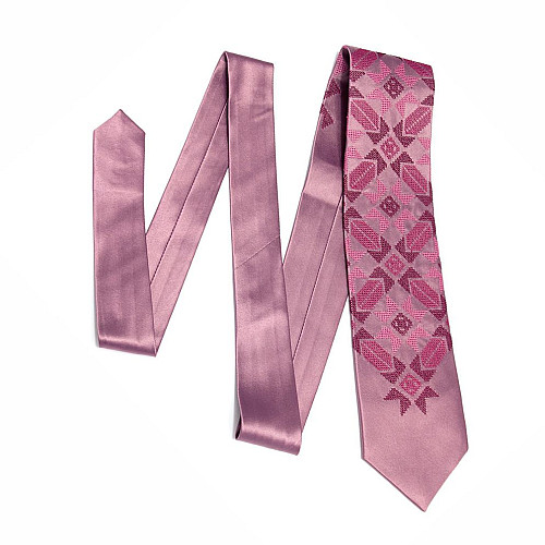 Розовый галстук с вышивкой Яросвит LNK-5004