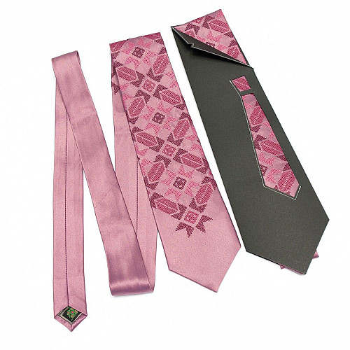Розовый галстук с вышивкой Яросвит LNK-5004