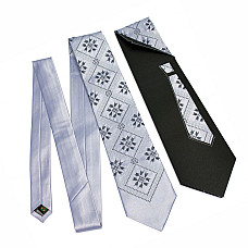 Галстук серого цвета с вышивкой Дыбач LNK-5010