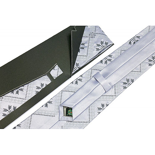 Краватка сірого кольору з вишивкою Дибач LNK-5010