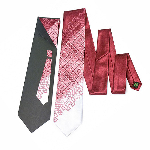 Краватка з вишивкою Бордове Тріо LNT-3304