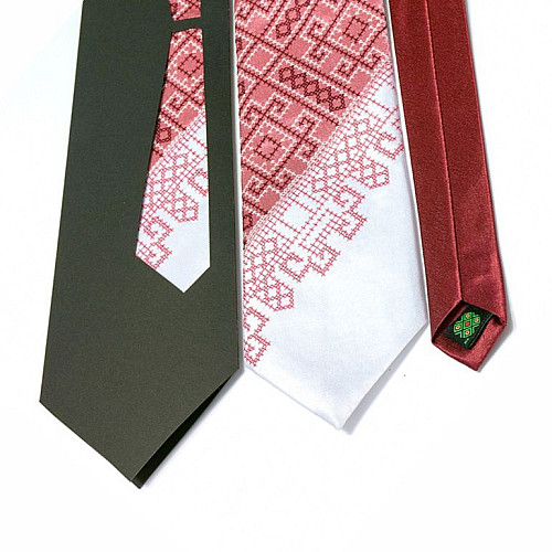 Краватка з вишивкою Бордове Тріо LNT-3304