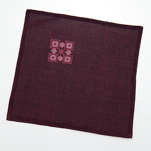 Бордовый набор вышитый галстук с платком и зажымом №865 JN-0039