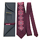 Бордовый набор вышитый галстук с платком и зажымом №865 JN-0039