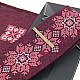 Бордовый набор вышитый галстук с платком и зажымом №865 JN-0039