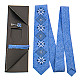 Блакитний набір вишита краватка з хустинкою та зажимом №864 JN-0040