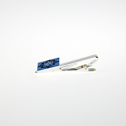 Блакитний набір вишита краватка з хустинкою та зажимом №864 JN-0040