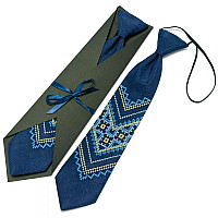 Дитяча вишита краватка синьо-жовта №592 (LND-0080)