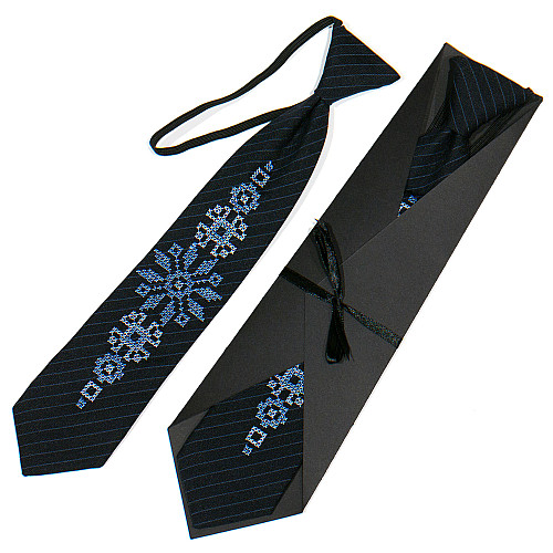 Дитяча чорна вишита краватка №776 LND-0093