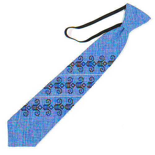 Детский синий галстук с вышивкой №774 LND-0094