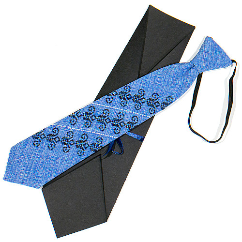 Детский синий галстук с вышивкой №774 LND-0094