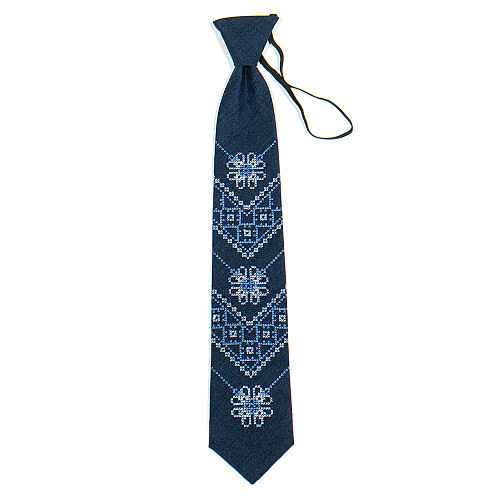 Темно-синя підліткова вишита краватка №791 LND-0096