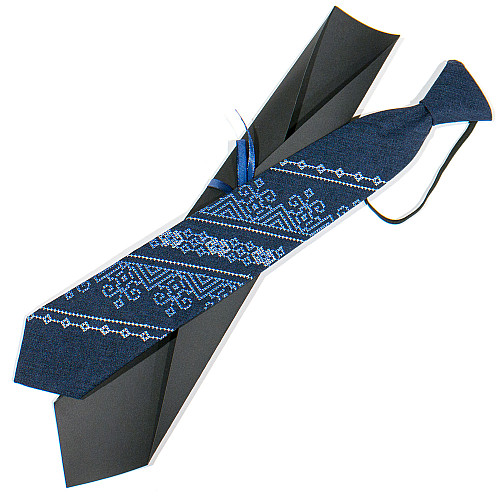 Подростковый вышитый галстук темно-синий №787 LND-0097