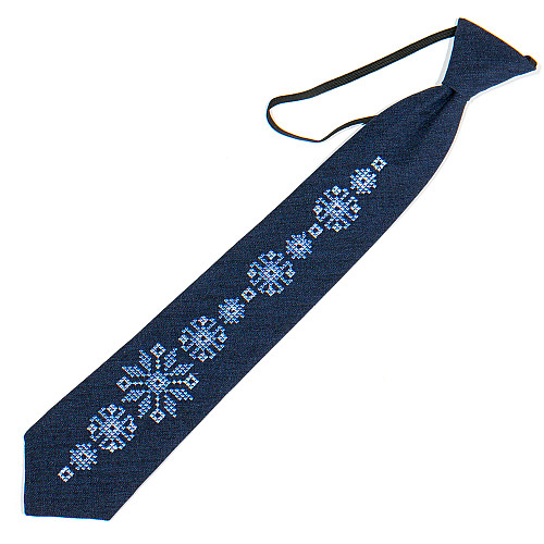 Подростковый галстук с вышивкой темно-синий №785 LND-0098
